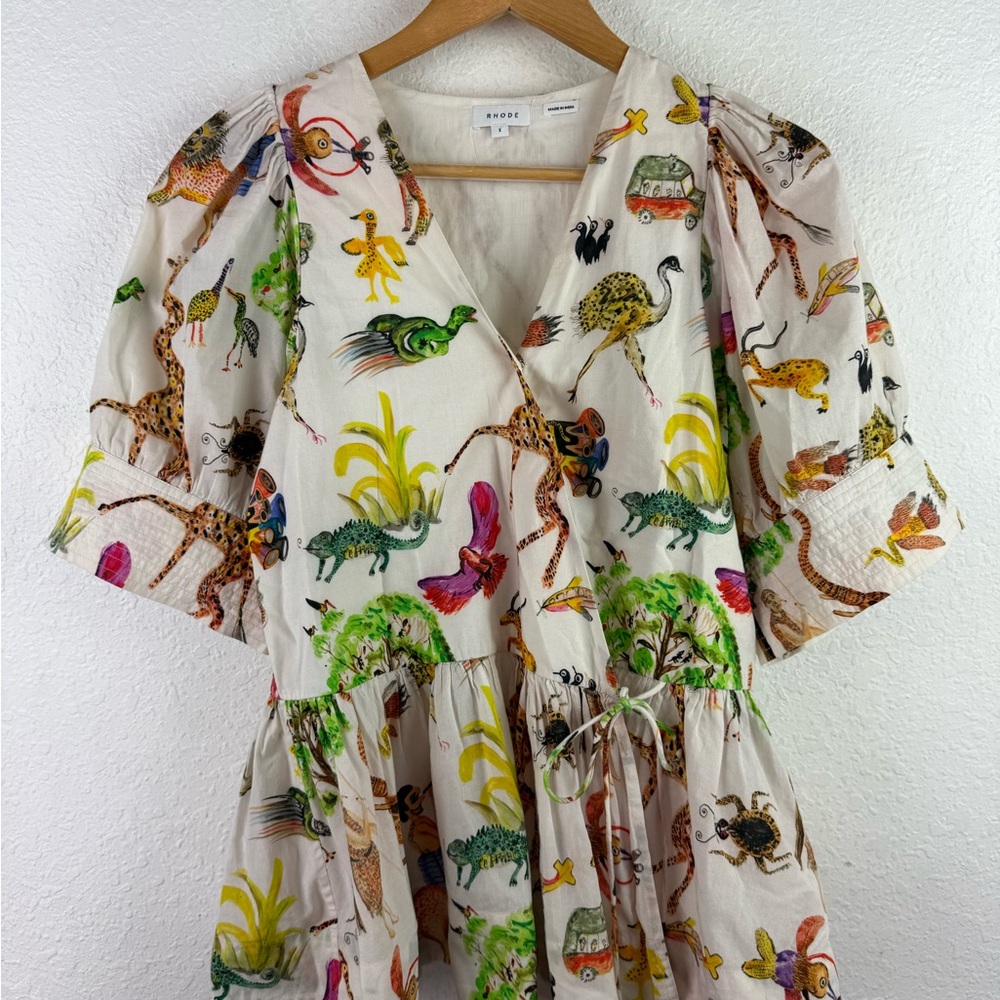 RHODE Ava Top S Safari Print HTF Peplum Ruffle Wrap - Picture 5 of 12